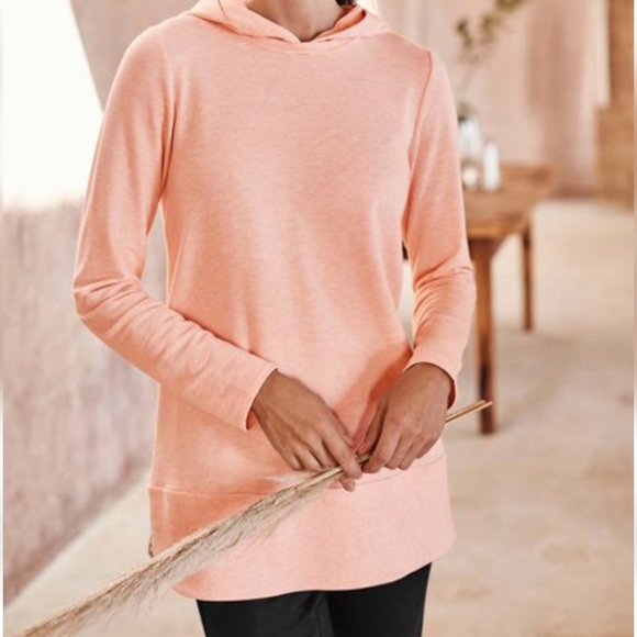 J Jill Soft Coral Dust Heather Pure Jill Harmony Rib-Trimmed Hoodie Women Size S - Picture 3 of 16